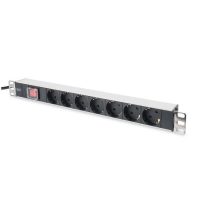 PDU de aluminio de 1U, montaje en bastidor, 7 salidas de seguridad 16A, 4000W, 250VAC 50 / 60Hz, int