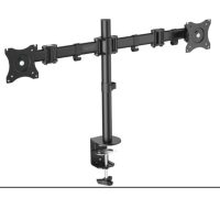 Soporte de abrazadera de escritorio para dos monitores, 15-27 ", carga máxima en negro 2x8Kg, VESA m