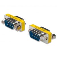 Cambiador de género, D-Sub9, carcasa metálica, M / M, con tornillos hexagonales