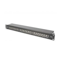 Patch Panel CAT 6A, blindado, 1U, 24 puertos, 8P8C, bl RAL 9005, 483 mm (19 ") / 482,6x44x109
