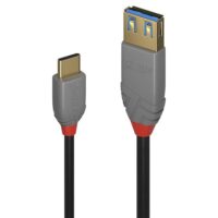 Cable adaptador USB 3.2 tipo C a A de 0,15 m, 10 Gbps, línea antracita