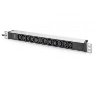 DIGITUS Regleta de enchufes con perfil de aluminio, 12 enchufes, cable de alimentación de 2 m para enchufes con contacto de puesta a tierra DN-95426