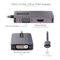 Adaptador de Vídeo USB C, Adaptador USB Tipo C a HDMI VGA DVI,  Adaptador de Pantalla Multipuertos, Compatible con Thunderbolt 3/4, Adaptador de Viaje
