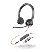 Auriculares estéreo Poly Blackwire 3325 con certificación Microsoft Teams USB-C + Conector de 3,5 mm + Adaptador USB-C/A