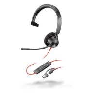 Auriculares monoaurales Poly Blackwire 3310 con certificación Microsoft Teams USB-C + Adaptador USB-C/A