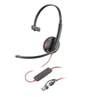 Auriculares monoaurales USB-C Poly Blackwire 3210 + adaptador USB-C/A (caja)