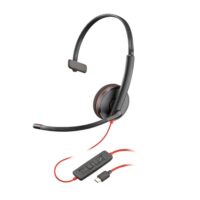 Auriculares Poly Blackwire 3210 monoaurales USB-C negros + adaptador USB-C/A (bolsa)