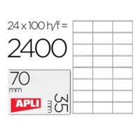 Etiqueta adhesiva apli 1272 tamaño 70x35 mm fotocopiaodra laser ink-jet caja con 100 hojas din a4