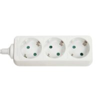 Extensión de alimentación de corriente Schuko de 3 vías, blanca