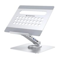 DONN27G - Soporte para portátil con base de conexión 7 en 1 USB 3.2 Gen 1, base giratoria 360°, plegable, altura ajustable