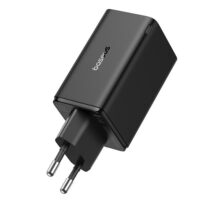 GaN6 Pro Fast Charger 2C+2U 65W  EU Cluster Black((With:Mini White Cable Type-C to Type-C 100W(20V/5A) 1m negro