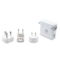 CUSBCHARKIT - Cargador de coche de pared USB universal de viaje de 2 puertos de 15,5 W, USB-A x 2, enchufes intercambiables US UK AU EU