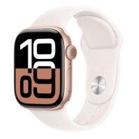 Apple Watch Series 10 (GPS) - Caja de aluminio oro rosa 46 mm - Correa deportiva rosa rubor - Talla S/M