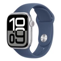 Apple Watch Series 10 (GPS + Cellular) - Caja de aluminio plata 46 mm - Correa deportiva azul denim - Talla S/M
