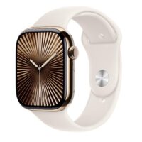 Apple Watch Series 10 (GPS + Cellular) - Caja de titanio oro 42 mm - Correa deportiva blanco estrella - Talla M/L