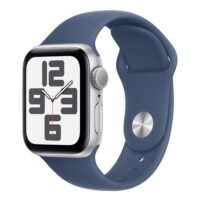 Apple Watch SE (GPS) - Caja de aluminio plata de 40 mm - Correa deportiva azul denim - Talla M/L