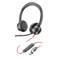 Auriculares estéreo USB-C Poly Blackwire 8225 + adaptador USB-C/A