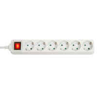 73103 - Extensión de alimentación de red Schuko de 6 vías con interruptor, blanco