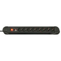73104 - Extensión de alimentación de red Schuko de 8 vías con interruptor, negro