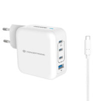ALTHEA18W - Cargador PD USB GaN de 4 puertos y 100 W con cable de carga USB-C, USB-C x 3, USB-A x 1, QC 3.0, PPS
