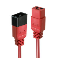 Cable de alimentación, extensión C20 a C19 rojo, 1m