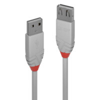 Cable de Extensión USB 2.0 Tipo A de 1m, Línea Antracita, Gris