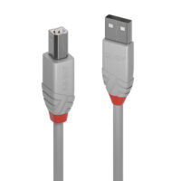 Cable USB 2.0 tipo A a B de 0,5 m, línea antracita, gris