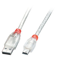 Cable USB 2.0 tipo A a Mini-B de 2 m, transparente