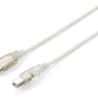 Cable USB 2.0 tipo A a tipo B, 1.8m, plata transparente