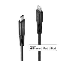Cable USB-C a Lightning reforzado, negro, 3m