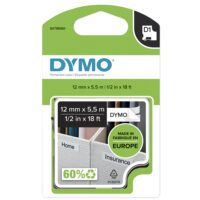 Cinta DYMO D1 12mm. X 5,5m. Polyester adhesivo Permanente - Negro/blanco