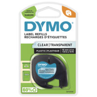 Cinta DYMO Plástico 12 mm. x 4 m. - Plástico negro/trans