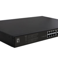 Conmutador PoE Fast Ethernet de 28 puertos, 24 salidas PoE, 2 x Gigabit RJ45, 2 x Gigabit SFP, 802.3at/af PoE, 390W