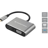 DONN16G - Base de conexión USB 3.2 Gen 1 4 en 1, HDMI, VGA, USB-A 3.0, 100 W USB PD