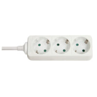 Extensión de alimentación de corriente Schuko de 3 vías, blanca