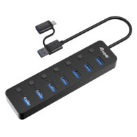 Hub USB 3.2 Gen 1 de 7 puertos con adaptador de corriente