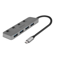 Hub USB 3.2 tipo C de 4 puertos con interruptores On/Off