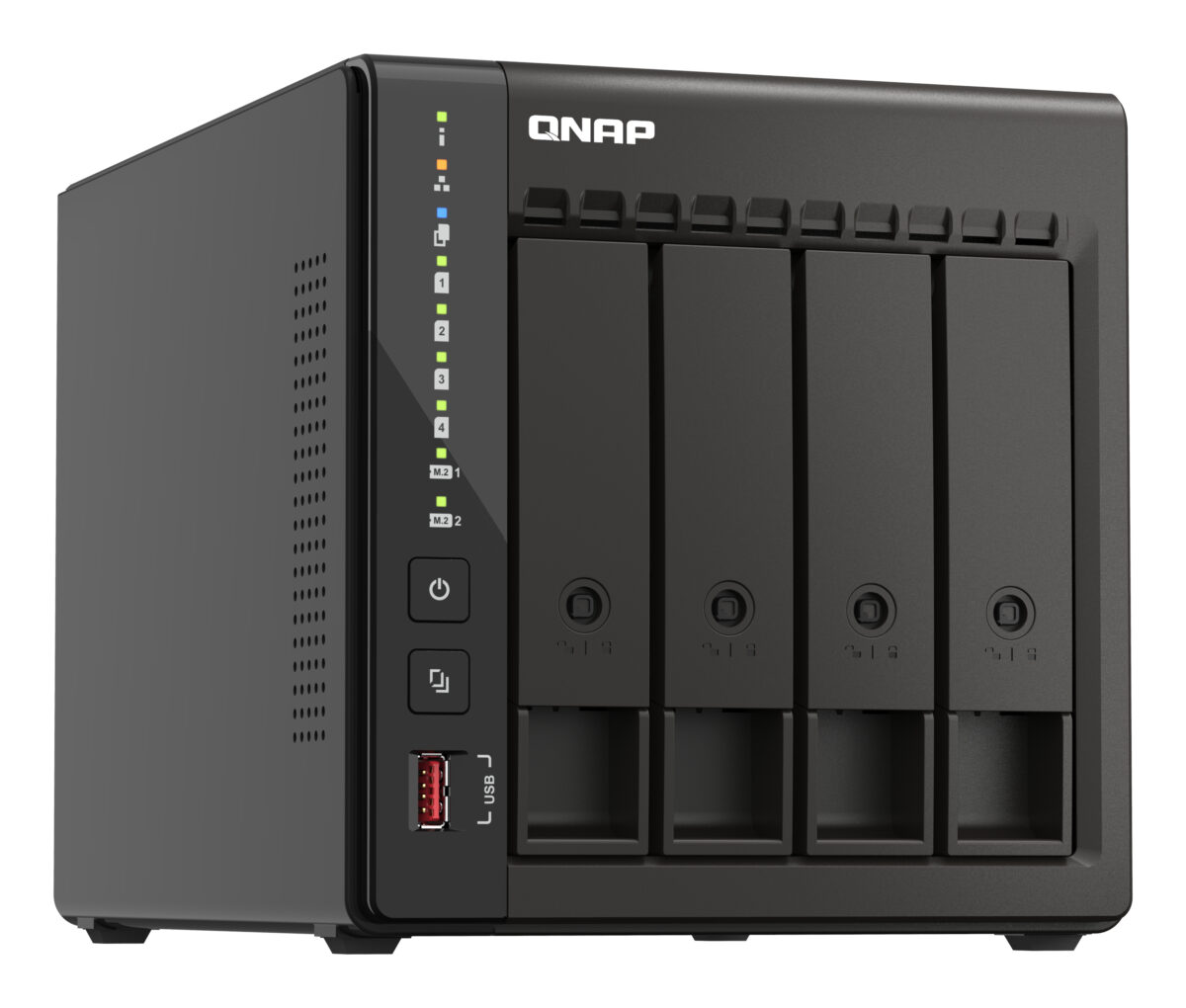 NAS 4 bahías Dos puertos 2,5GbE, 8 GB de RAM y disponibilidad a largo plazo NAS 4 bahías Dos puertos 2,5GbE, 8 GB de RAM y disponibilidad a largo plazo