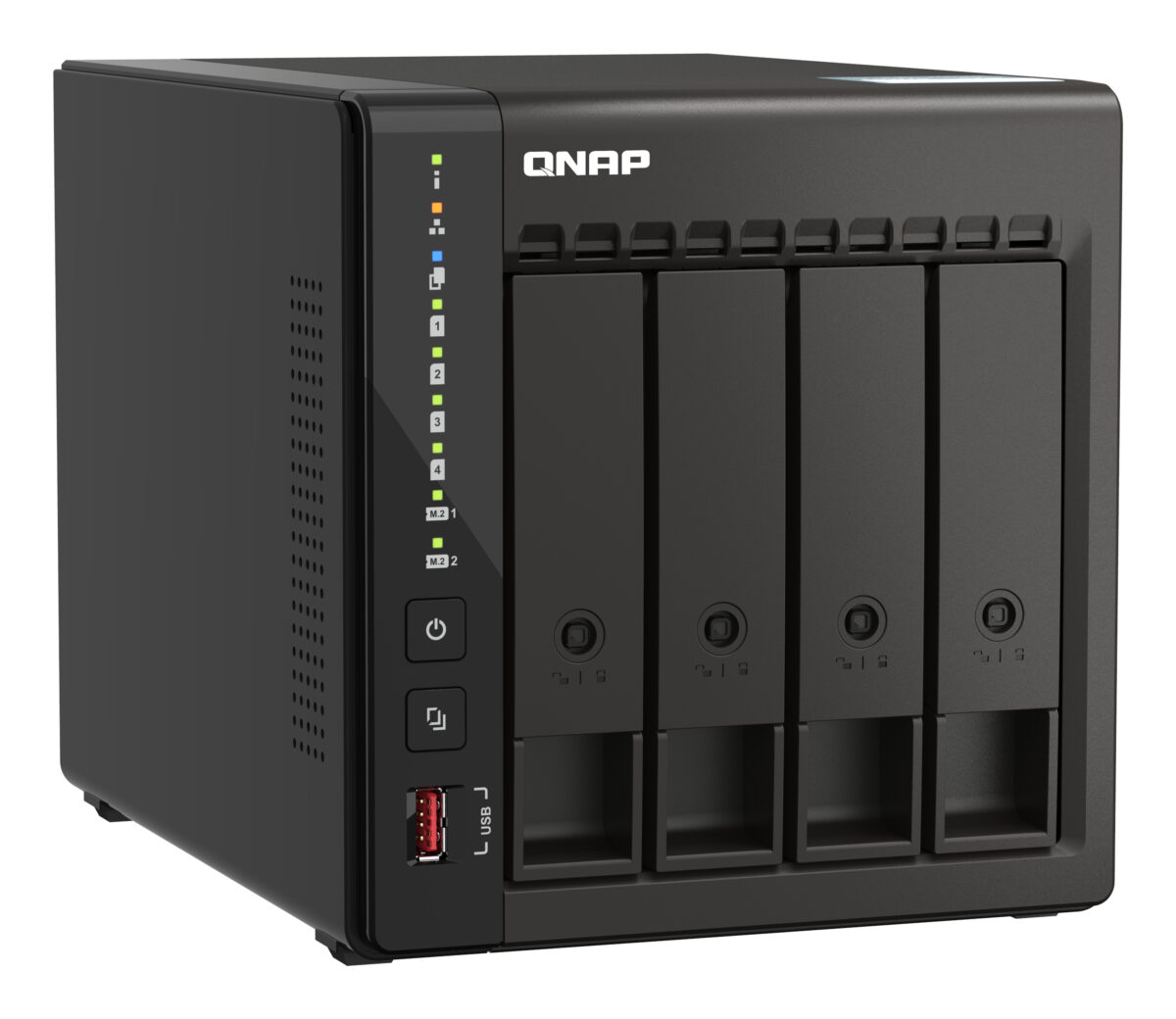 NAS 4 bahías Dos puertos 2,5GbE, 8 GB de RAM y disponibilidad a largo plazo NAS 4 bahías Dos puertos 2,5GbE, 8 GB de RAM y disponibilidad a largo plazo