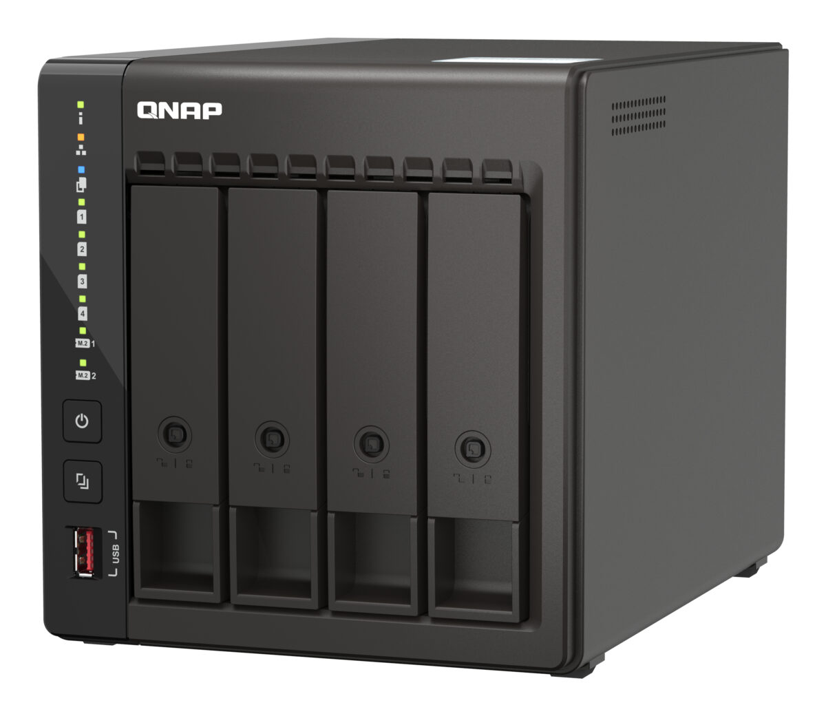 NAS 4 bahías Dos puertos 2,5GbE, 8 GB de RAM y disponibilidad a largo plazo NAS 4 bahías Dos puertos 2,5GbE, 8 GB de RAM y disponibilidad a largo plazo