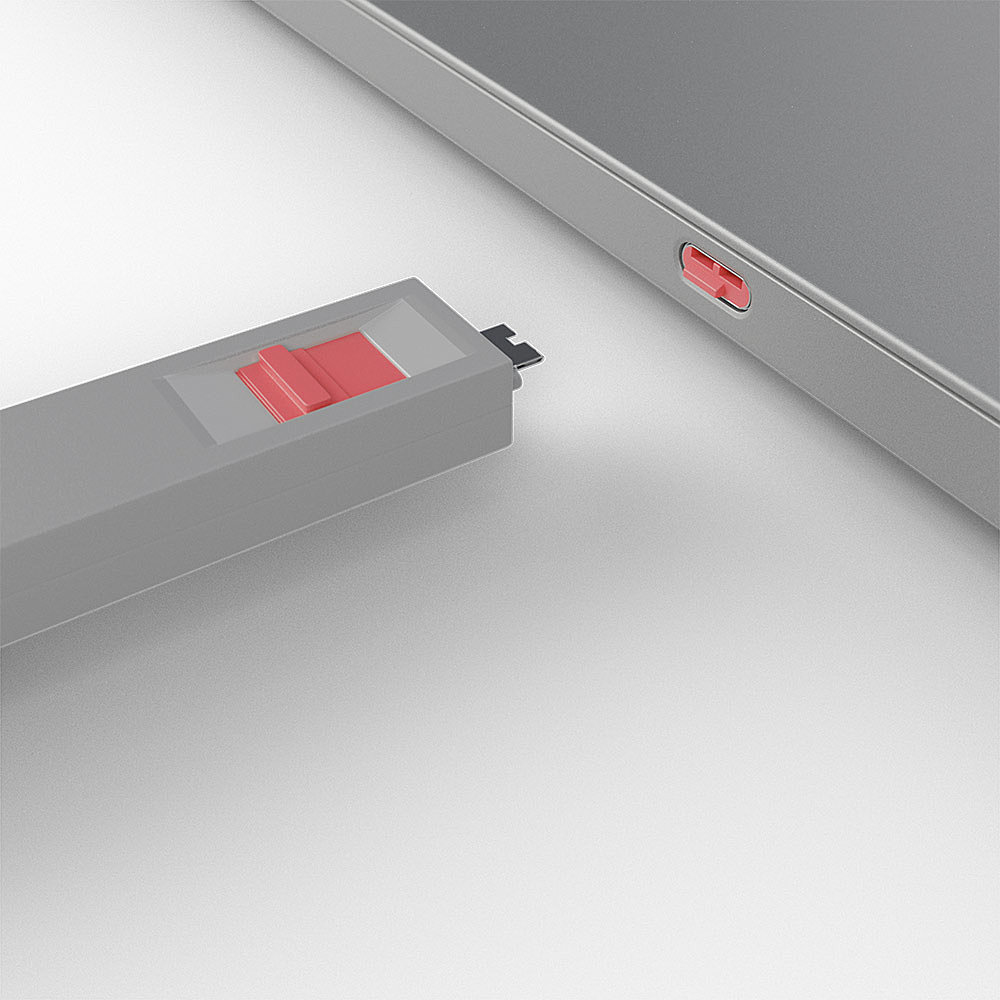 Paquete de 4 bloqueadores de puertos USB tipo C con llave, rosa Paquete de 4 bloqueadores de puertos USB tipo C con llave, rosa