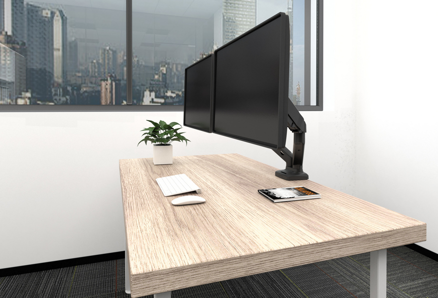 Soporte de sobremesa para dos monitores interactivos de 17"-32"" Soporte de sobremesa para dos monitores interactivos de 17"-32""