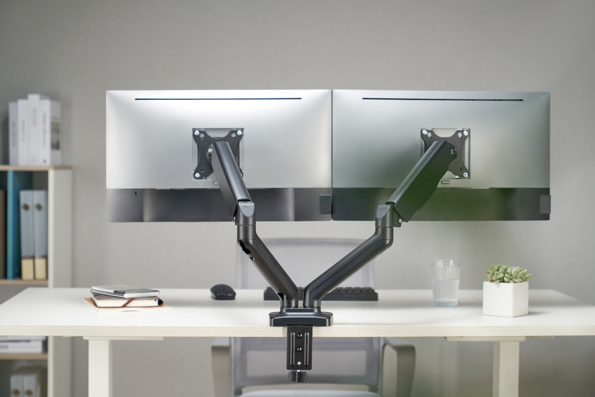 Soporte de sobremesa para dos monitores interactivos de 17"-32"" Soporte de sobremesa para dos monitores interactivos de 17"-32""