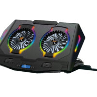 THYIA02B - Almohadilla de refrigeración para portátil de juegos con 2 ventiladores y soporte móvil, RGB