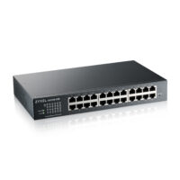 Zyxel GS1915-24E, 24-port GbE Smart hybrid mode Switch, standalone o NebulaFlex Cloud, rackmount and desktop, sin ventilador.