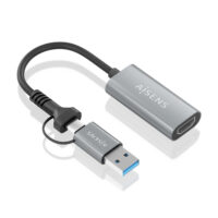 CONVERSOR ALUMINIO USB-A+USB-C A HDMI 1080P@60HZ  USB-A/M+USB-C/M-HDMI/H  GRIS  15CM