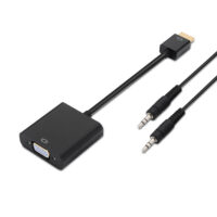 CONVERSOR HDMI A SVGA+AUDIO  HDMI A/M-SVGA/H+JACK 3.5/H  NEGRO  10CM+1.0M