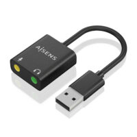CONVERSOR USB-A A AUDIO 48KHz  USB-A/M-2xJACK 3.5/H  NEGRO  10CM