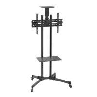 SOPORTE DE SUELO ECO CON RUEDA  BANDEJA PARA DVD Y SOPORTE DE C MARA PARA MONITOR/TV 50KG DE 37-70  NEGRO